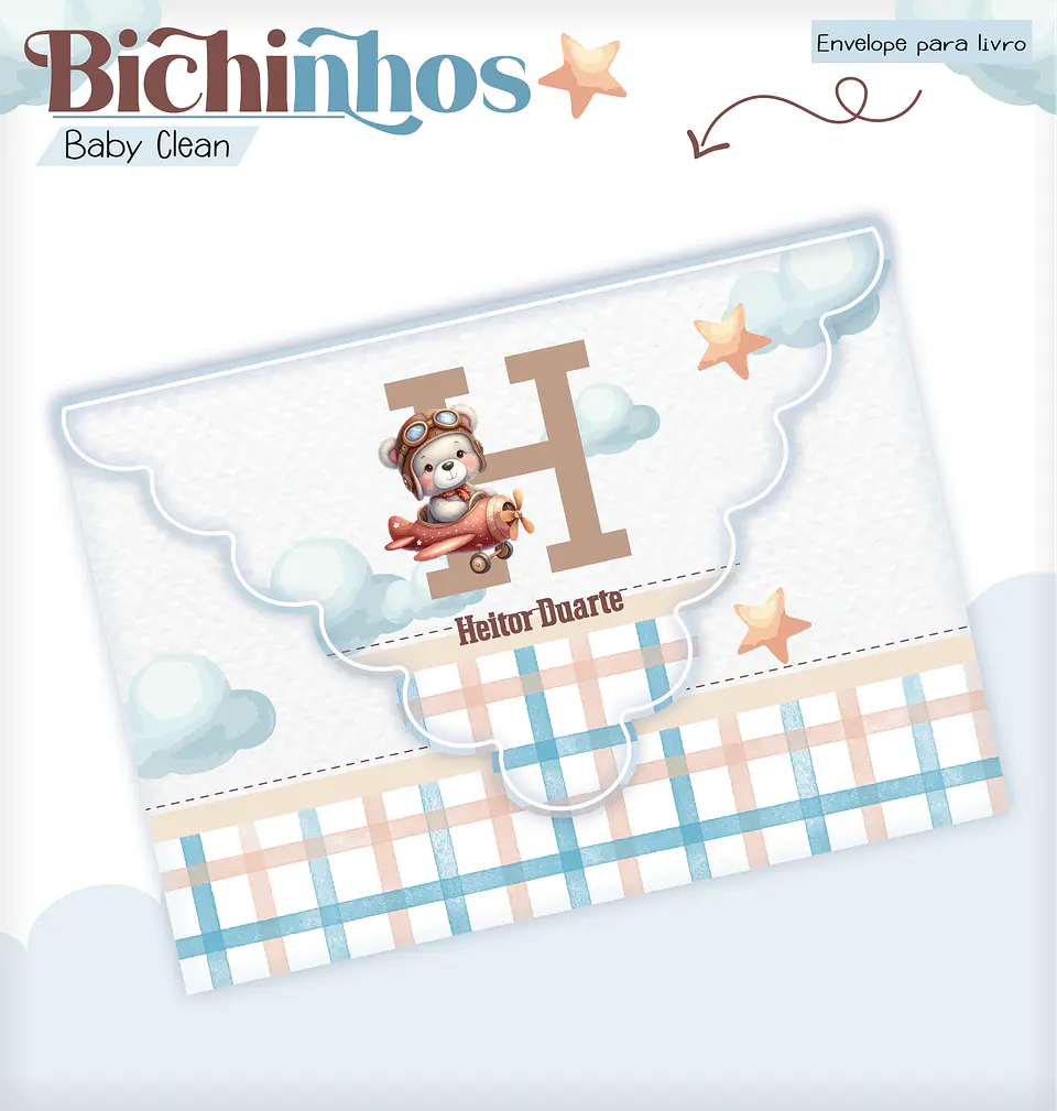 Arquivo Combo Encadernação Baby Ursinho Aviador Alfabeto 14