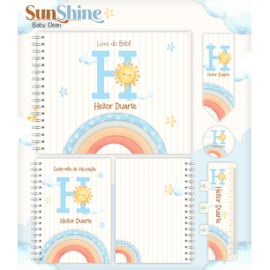 Arquivo Combo Encadernação Baby Sunshine Arco Iris Azul Alfabeto