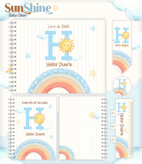 Arquivo Combo Encadernação Baby Sunshine Arco Iris Azul Alfabeto
