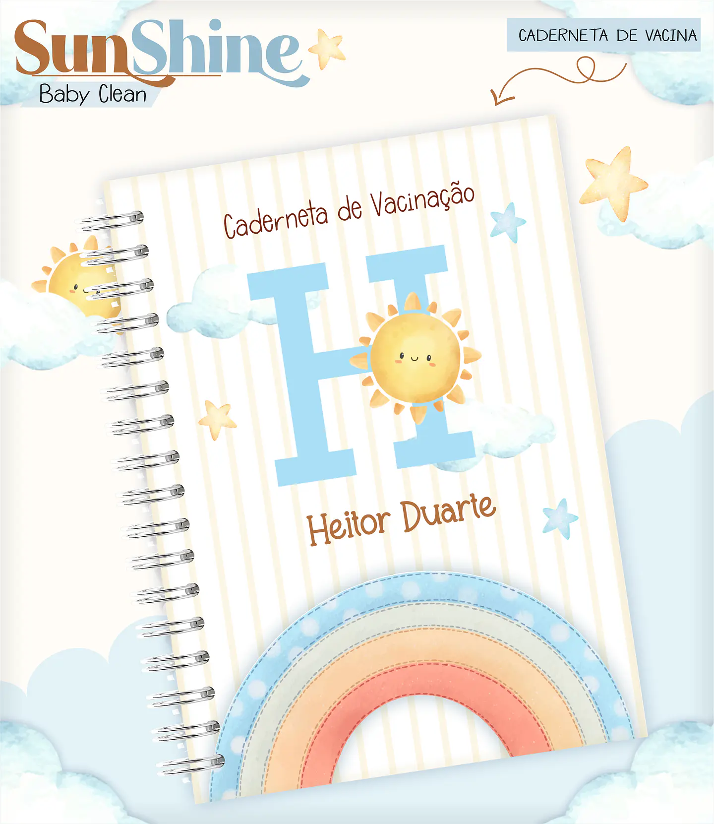 Arquivo Combo Encadernação Baby Sunshine Arco Iris Azul Alfabeto 6