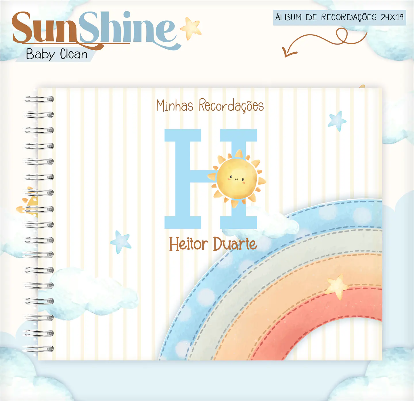 Arquivo Combo Encadernação Baby Sunshine Arco Iris Azul Alfabeto 8