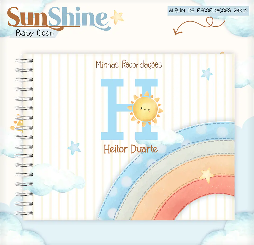 Arquivo Combo Encadernação Baby Sunshine Arco Iris Azul Alfabeto 8