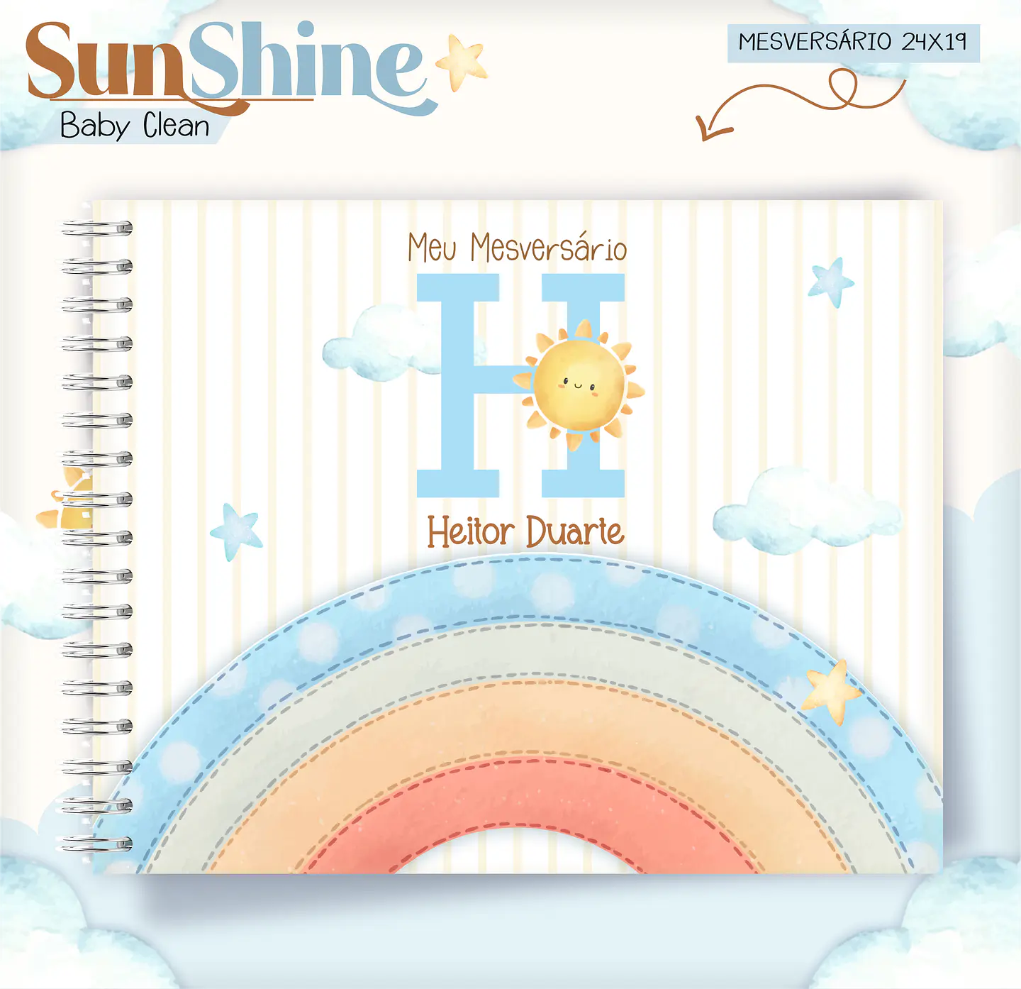Arquivo Combo Encadernação Baby Sunshine Arco Iris Azul Alfabeto 10
