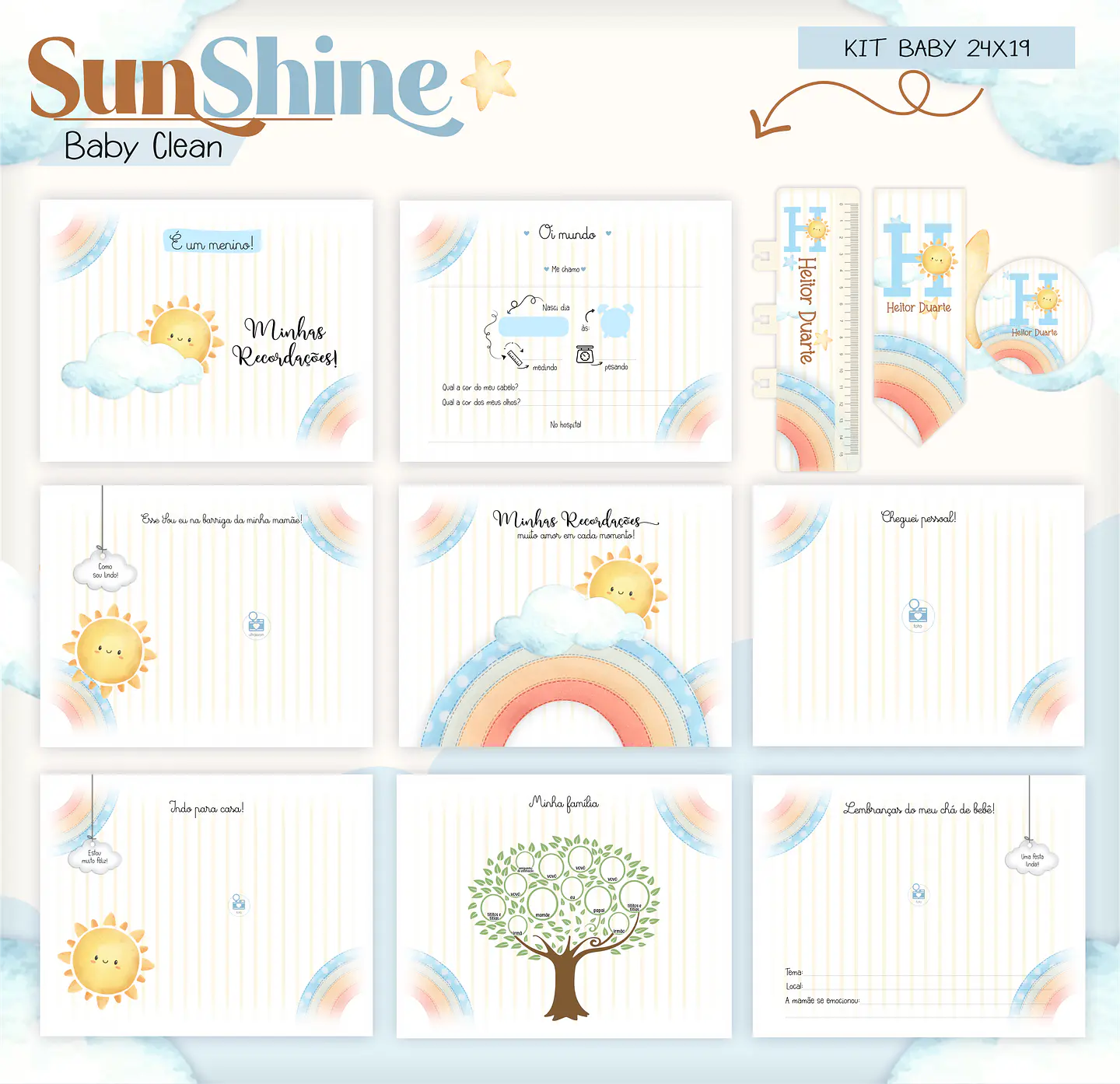 Arquivo Combo Encadernação Baby Sunshine Arco Iris Azul Alfabeto 11