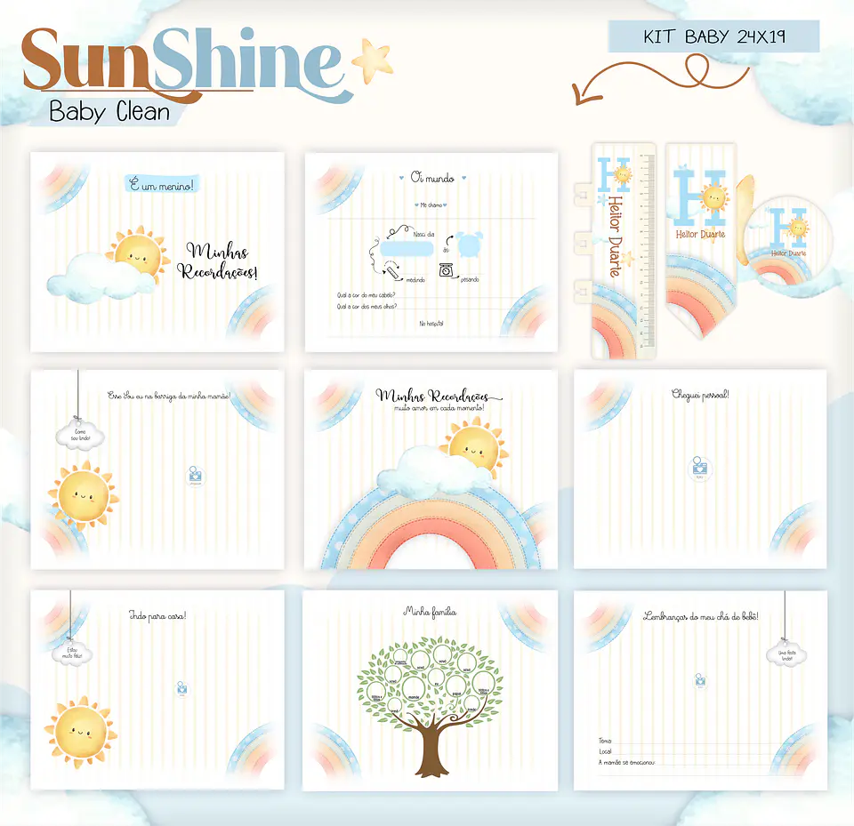 Arquivo Combo Encadernação Baby Sunshine Arco Iris Azul Alfabeto 11