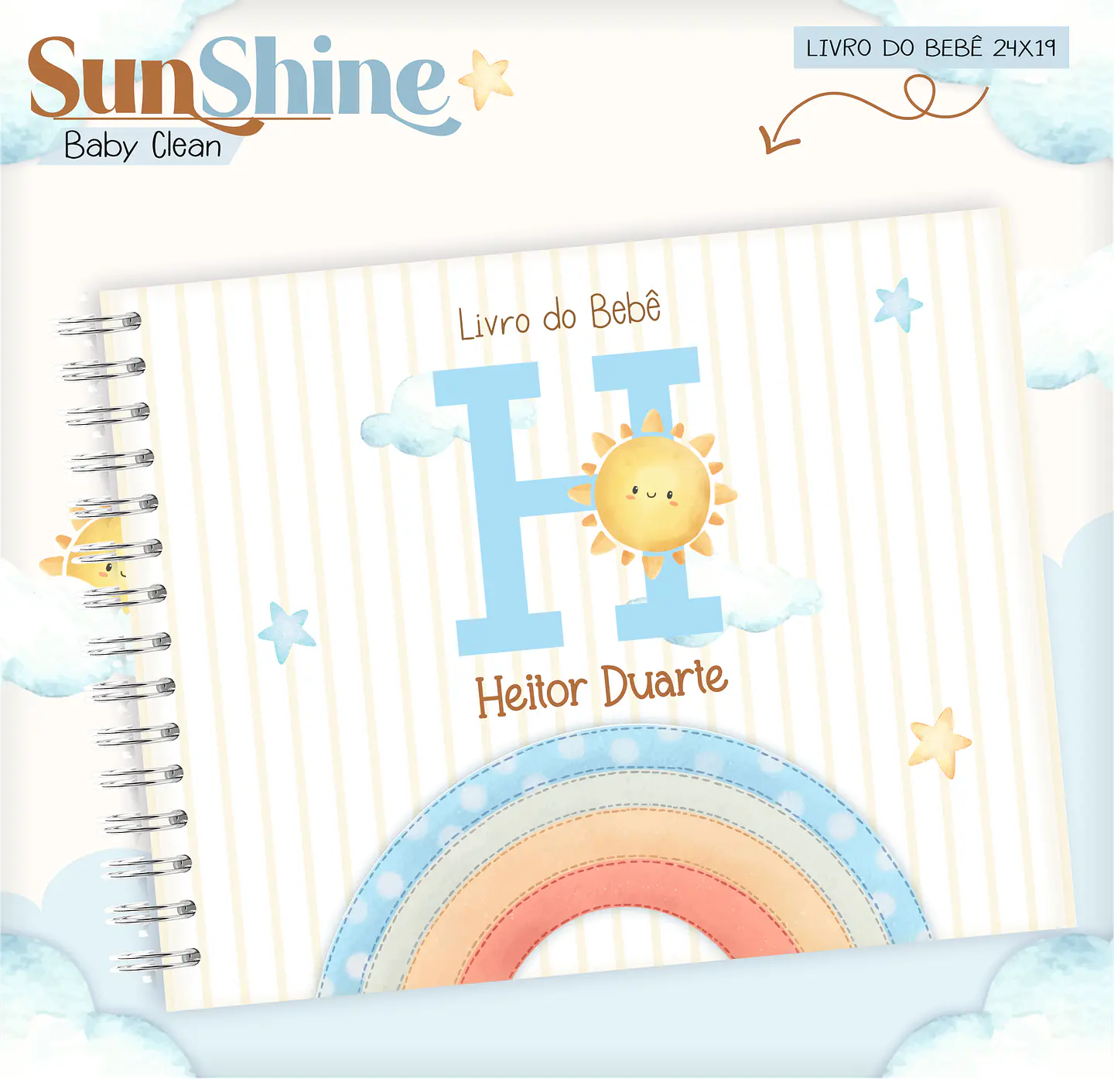 Arquivo Combo Encadernação Baby Sunshine Arco Iris Azul Alfabeto 12