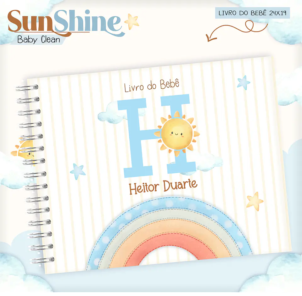 Arquivo Combo Encadernação Baby Sunshine Arco Iris Azul Alfabeto 12