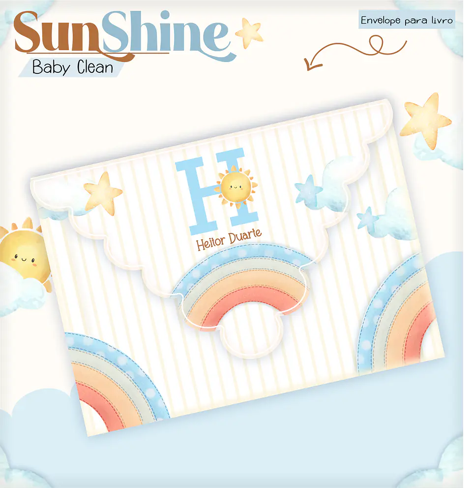 Arquivo Combo Encadernação Baby Sunshine Arco Iris Azul Alfabeto 13