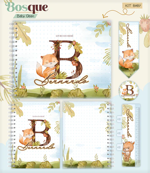 Arquivo Combo Encadernação Baby Bosque Raposinha Alfabeto