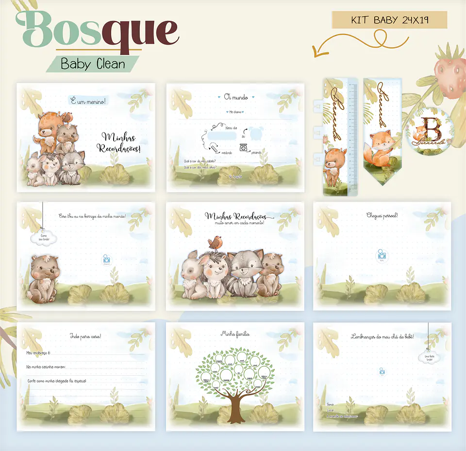 Arquivo Combo Encadernação Baby Bosque Raposinha Alfabeto 12
