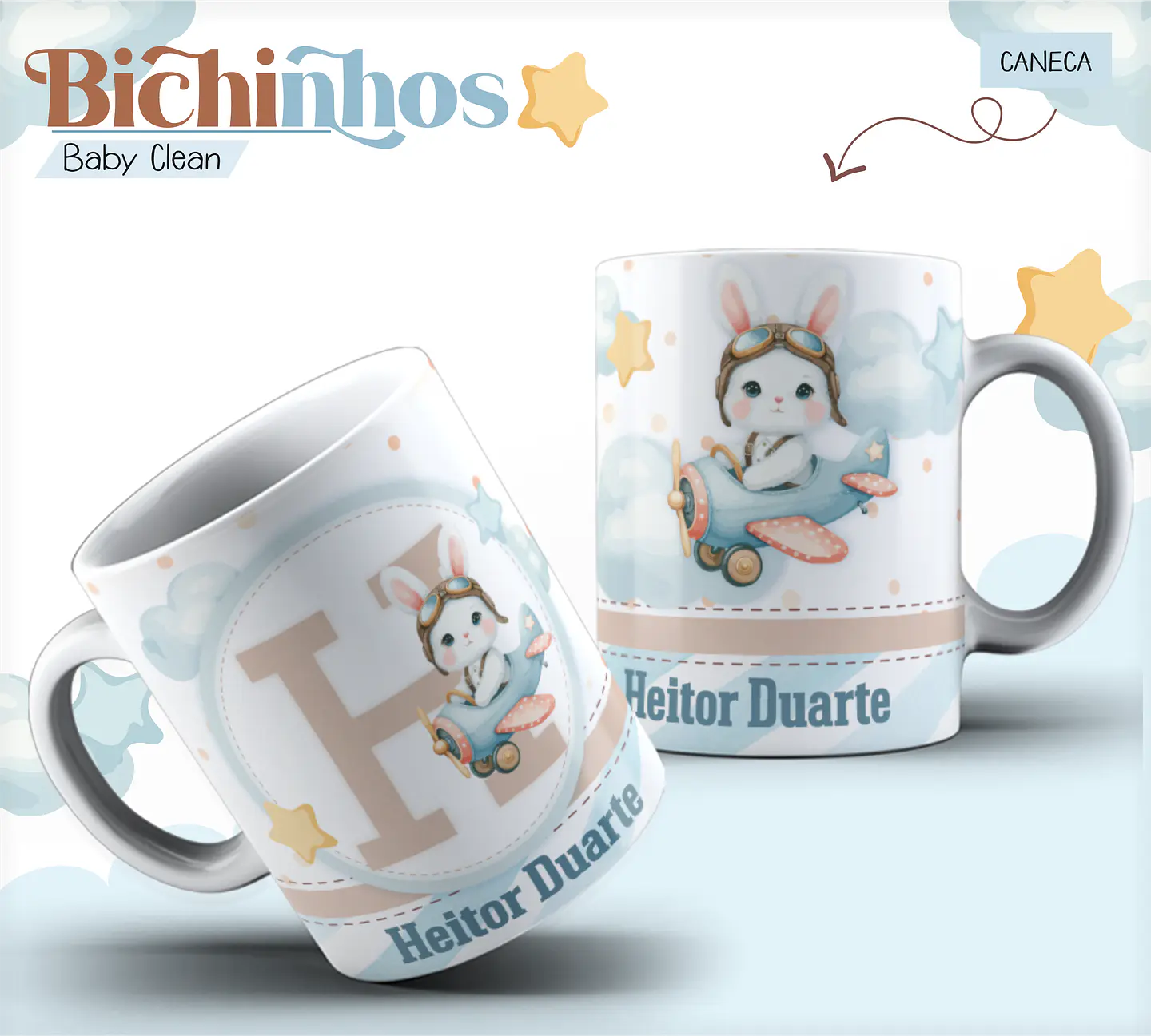 Arquivo Combo Encadernação Baby Coelhinho Aviador Alfabeto 4