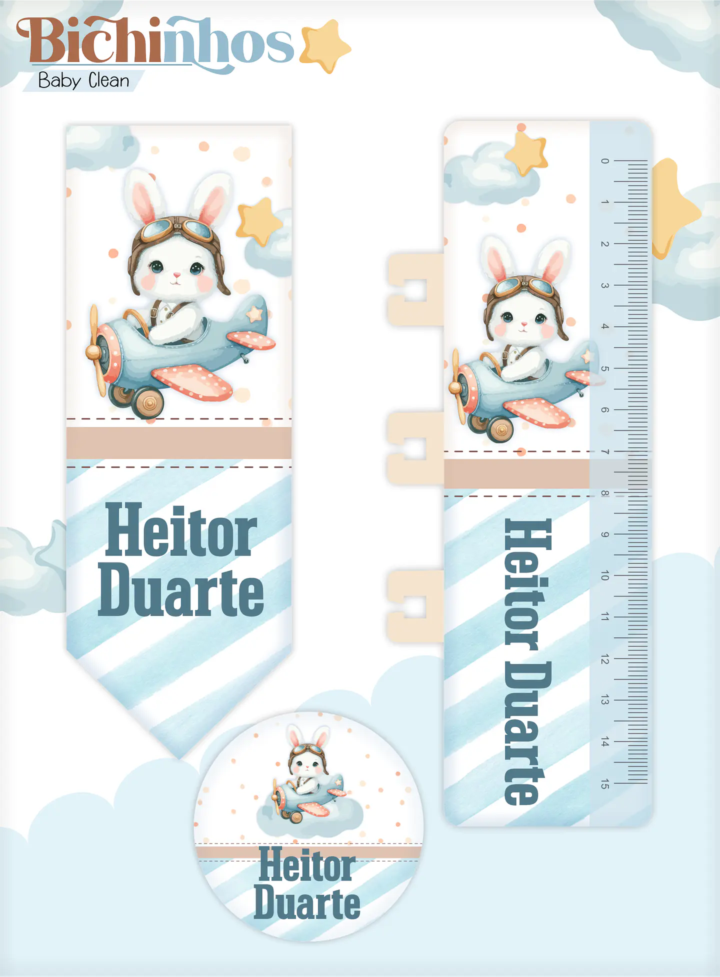 Arquivo Combo Encadernação Baby Coelhinho Aviador Alfabeto 5