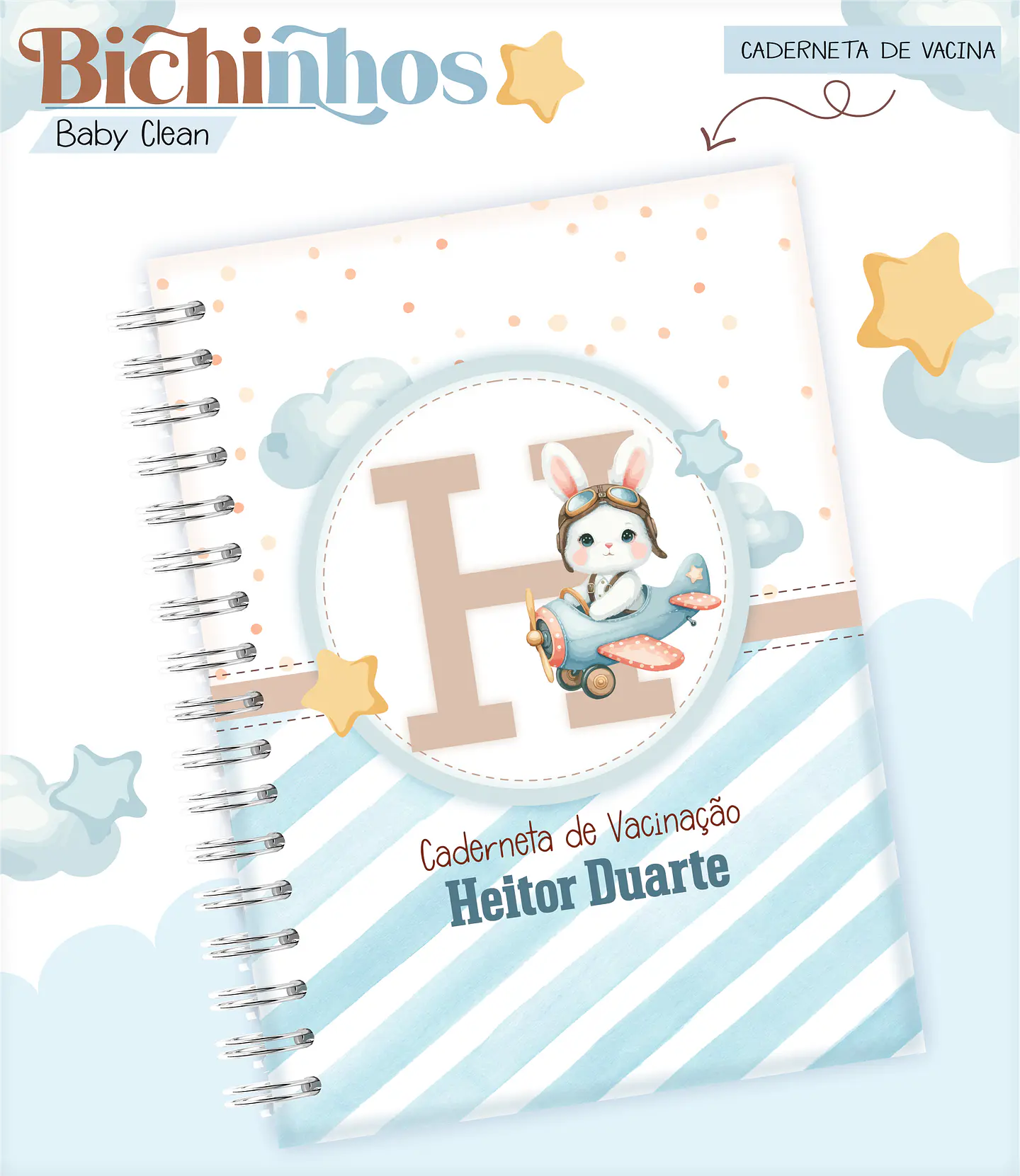 Arquivo Combo Encadernação Baby Coelhinho Aviador Alfabeto 9