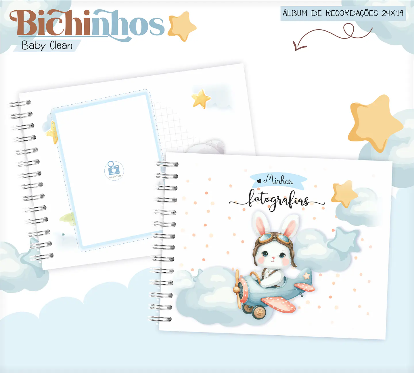 Arquivo Combo Encadernação Baby Coelhinho Aviador Alfabeto 10