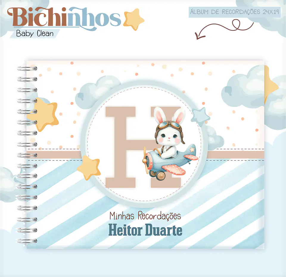 Arquivo Combo Encadernação Baby Coelhinho Aviador Alfabeto 11