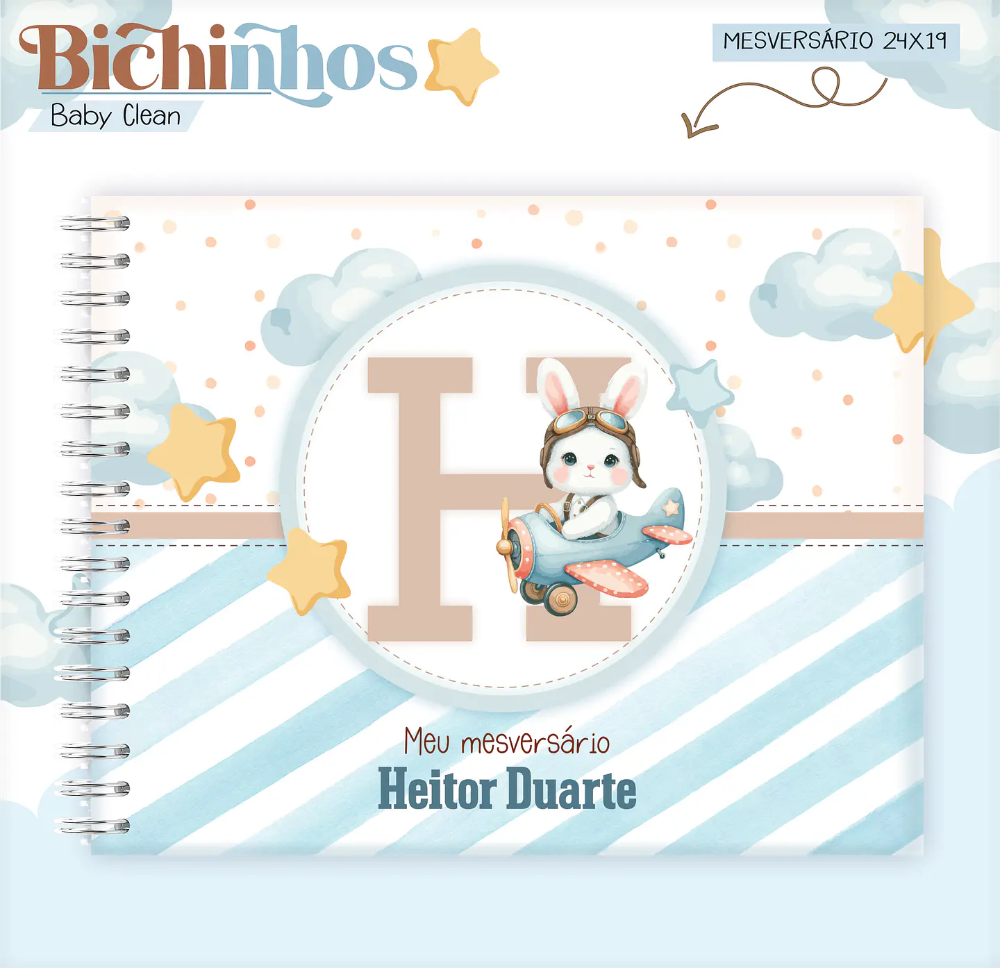 Arquivo Combo Encadernação Baby Coelhinho Aviador Alfabeto 13