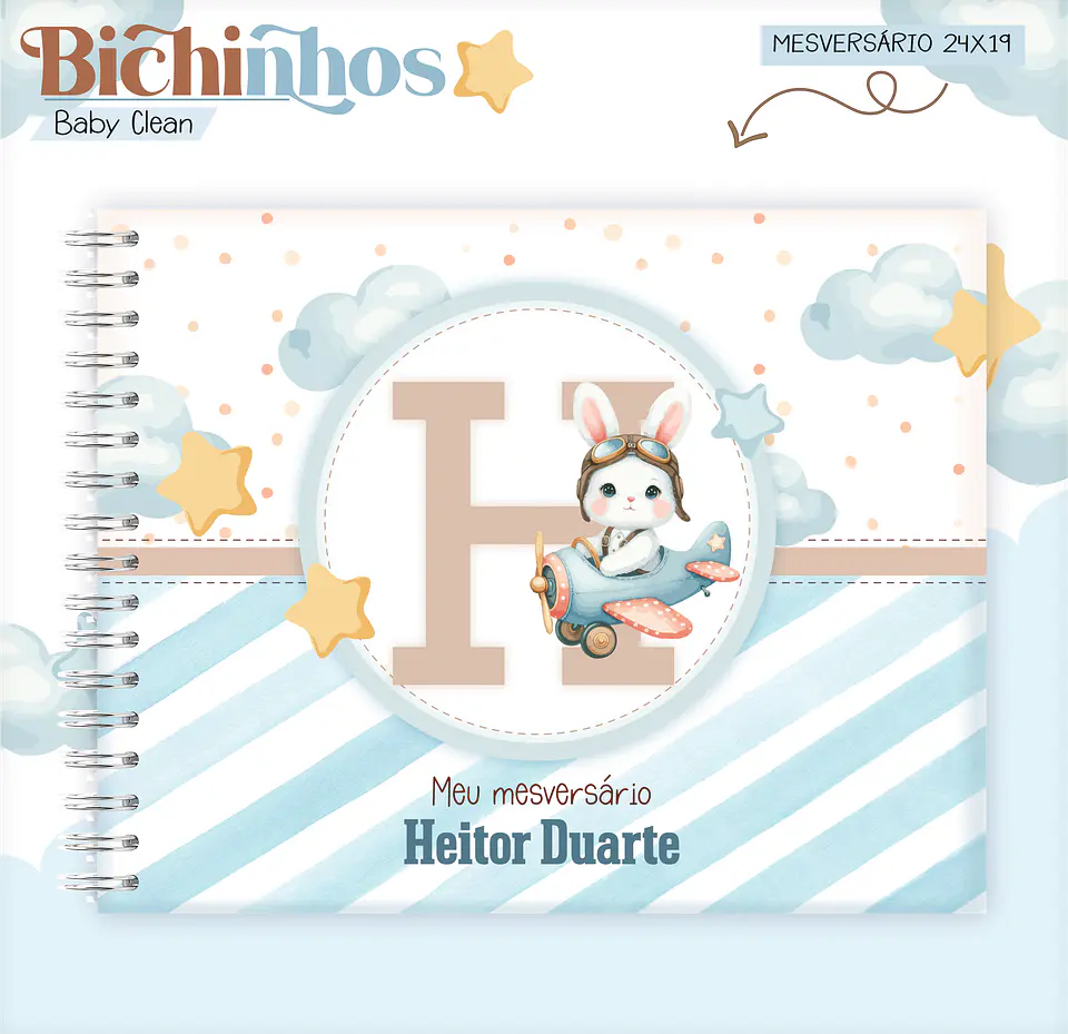 Arquivo Combo Encadernação Baby Coelhinho Aviador Alfabeto 13