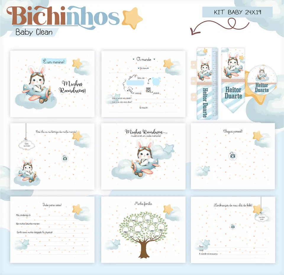 Arquivo Combo Encadernação Baby Coelhinho Aviador Alfabeto 14