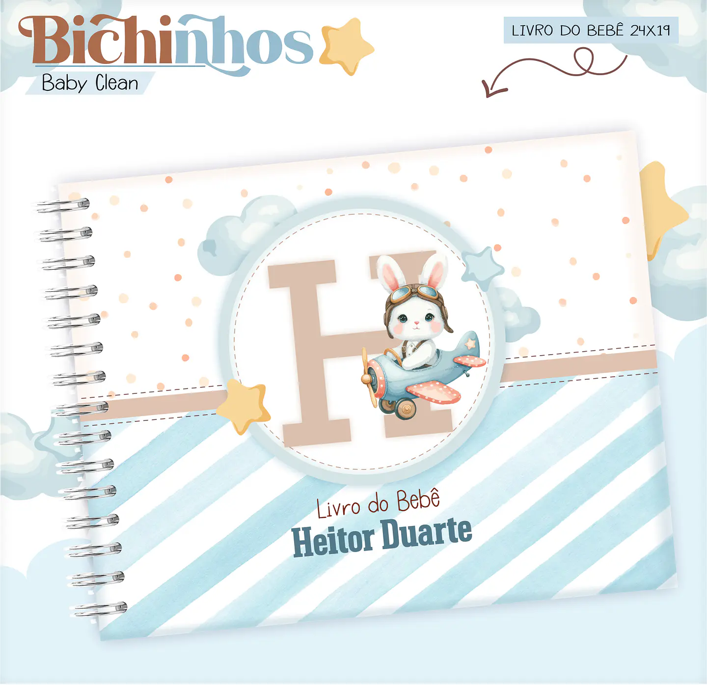 Arquivo Combo Encadernação Baby Coelhinho Aviador Alfabeto 15