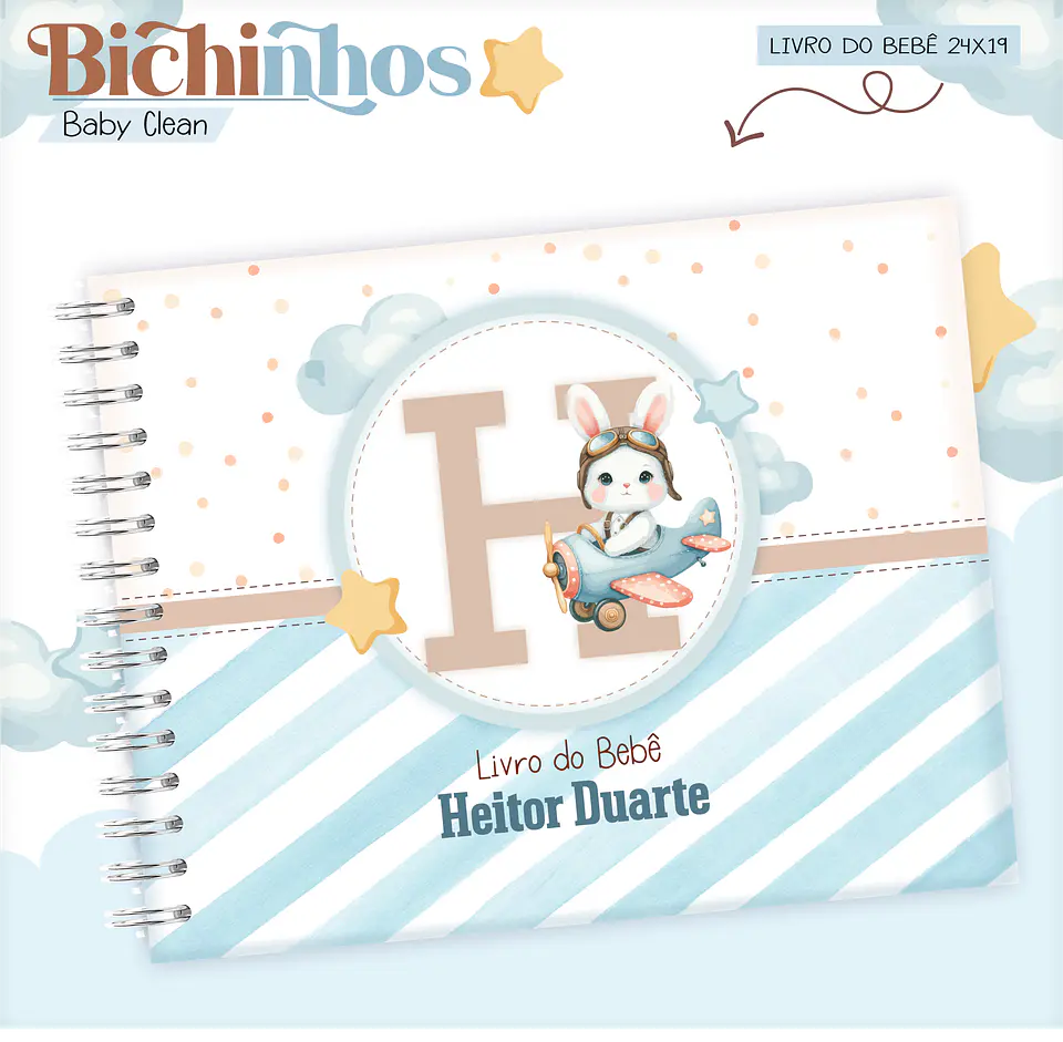 Arquivo Combo Encadernação Baby Coelhinho Aviador Alfabeto 15