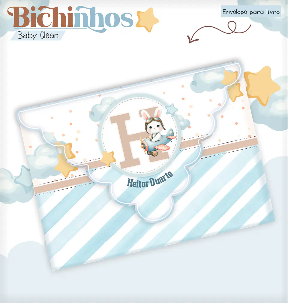 Arquivo Combo Encadernação Baby Coelhinho Aviador Alfabeto 16