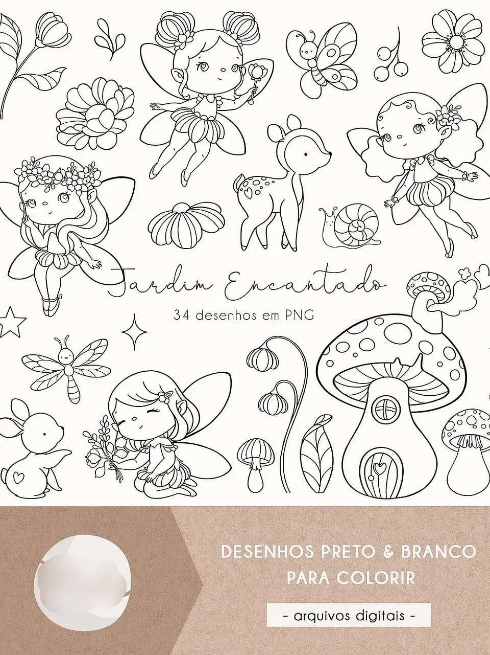 Kit Digital Jardim Encantado para Colorir 1