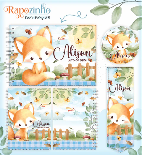 Arquivo Encadernação Baby Raposinha Menino Bosque