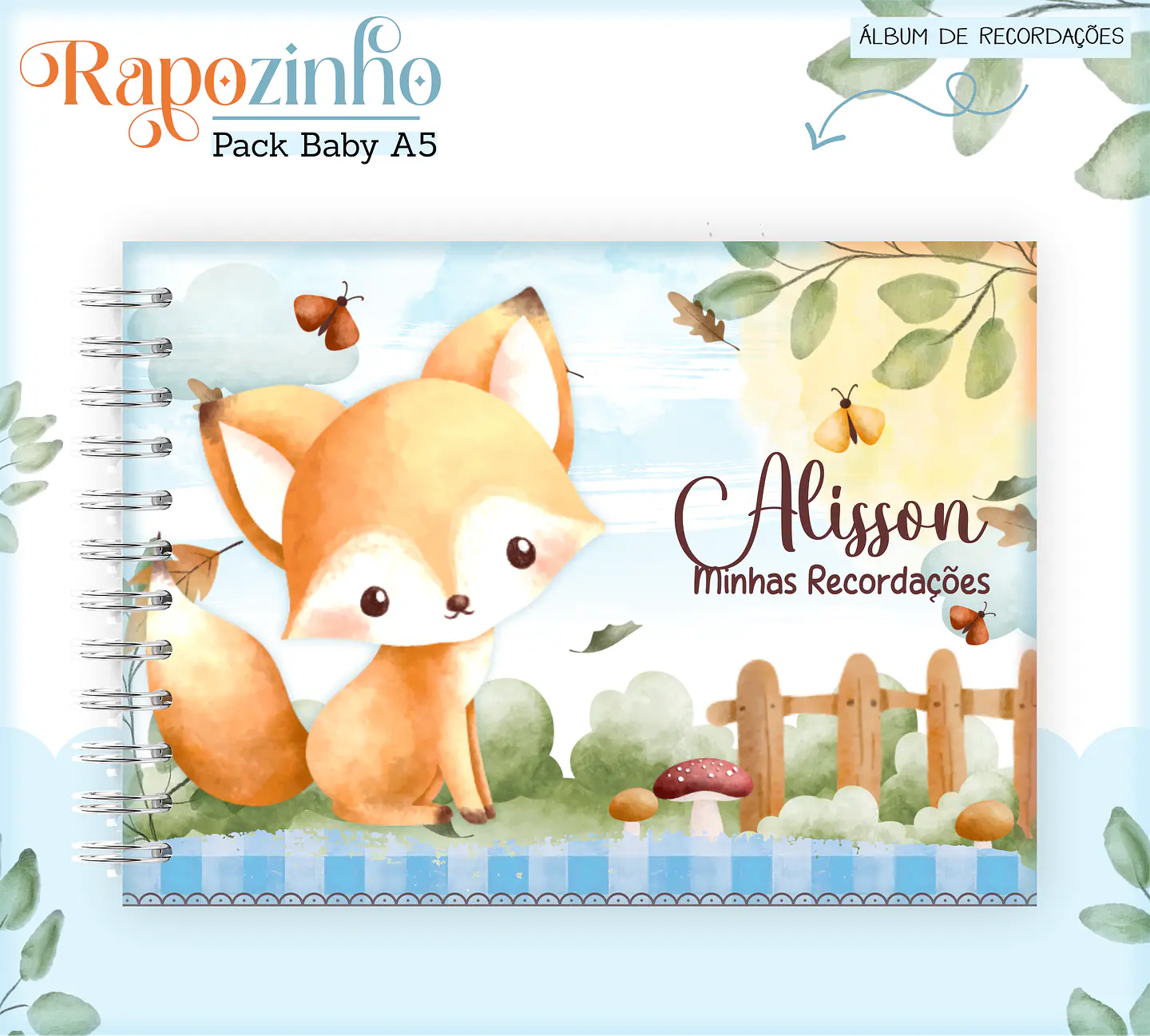 Arquivo Encadernação Baby Raposinha Menino Bosque 3