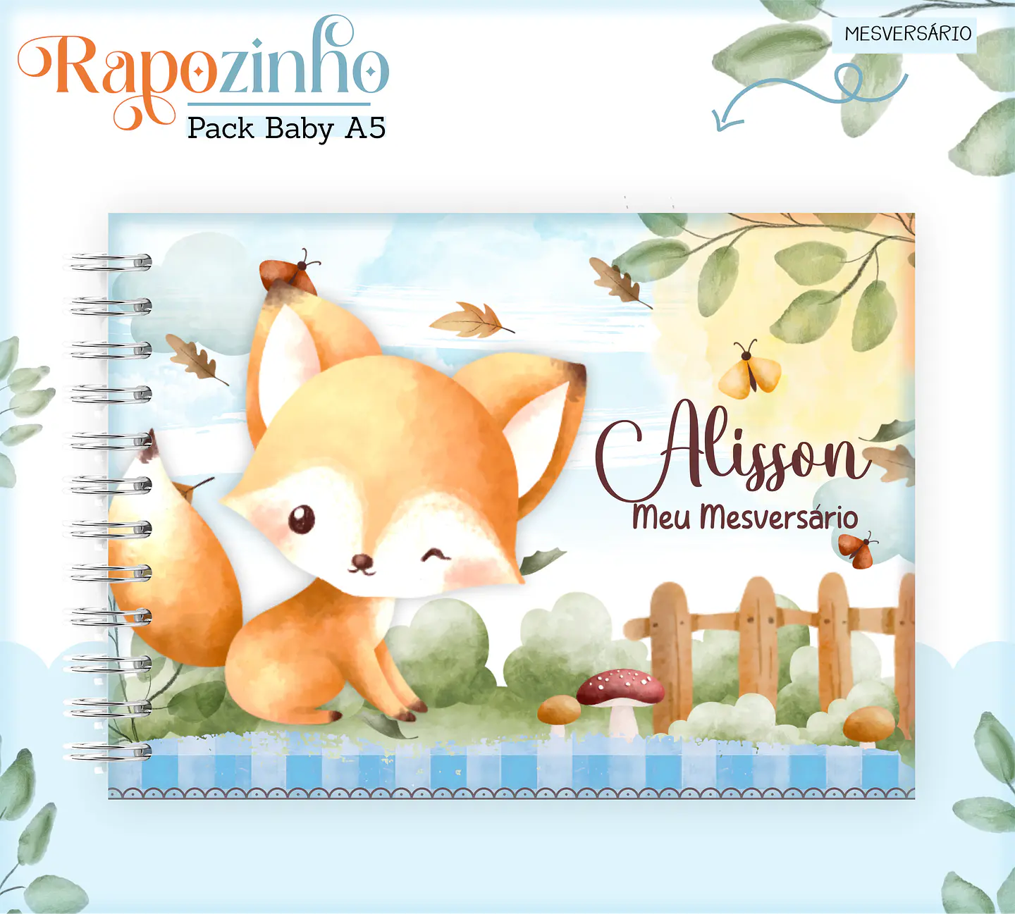Arquivo Encadernação Baby Raposinha Menino Bosque 5