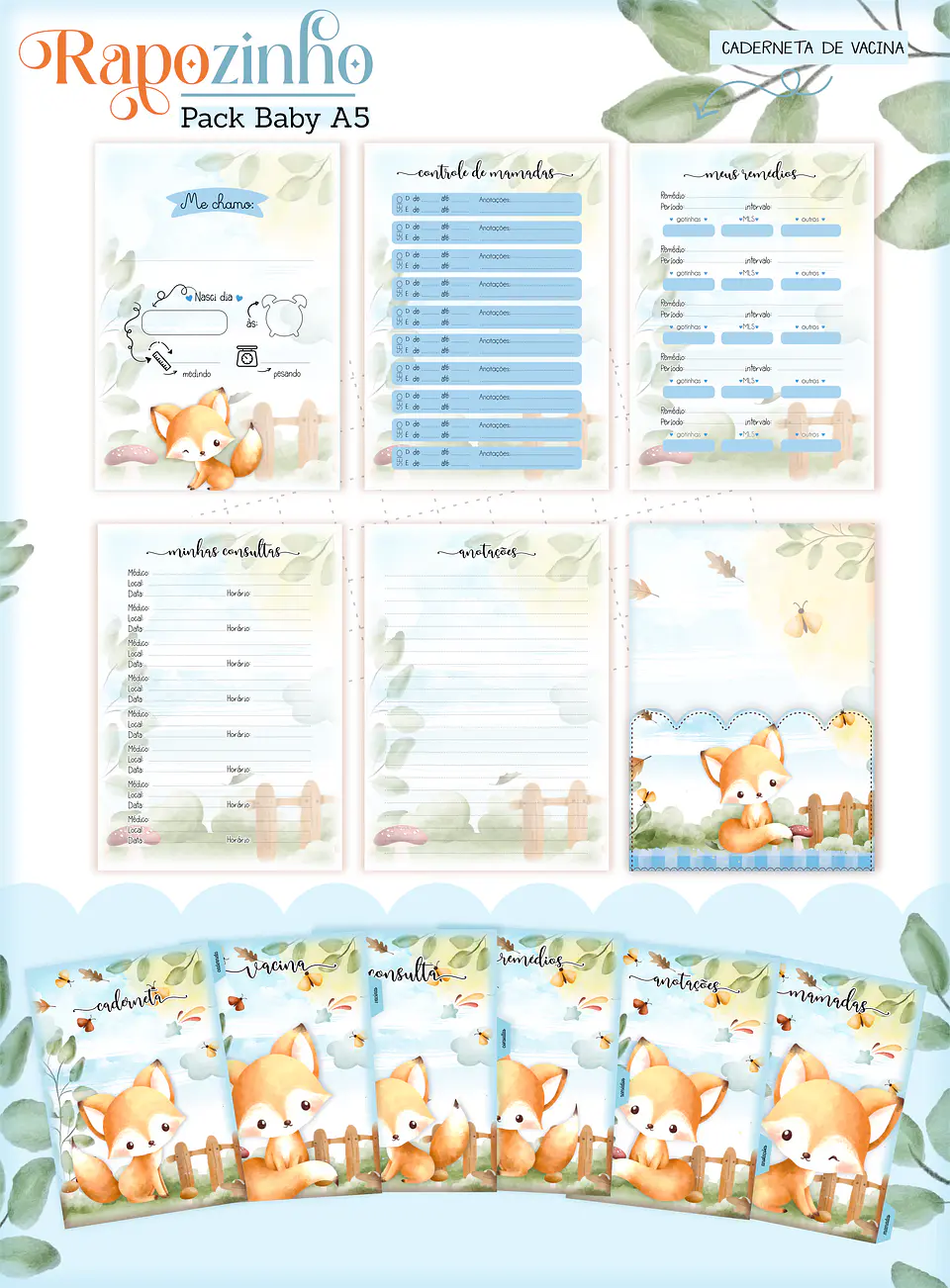 Arquivo Encadernação Baby Raposinha Menino Bosque 6