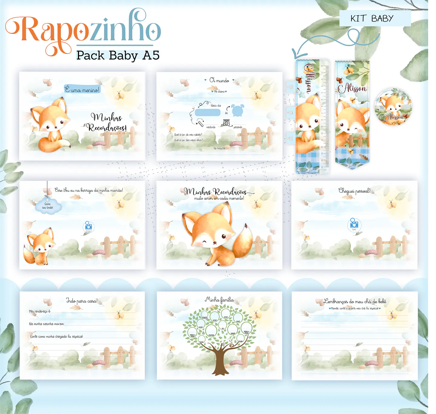 Arquivo Encadernação Baby Raposinha Menino Bosque 8