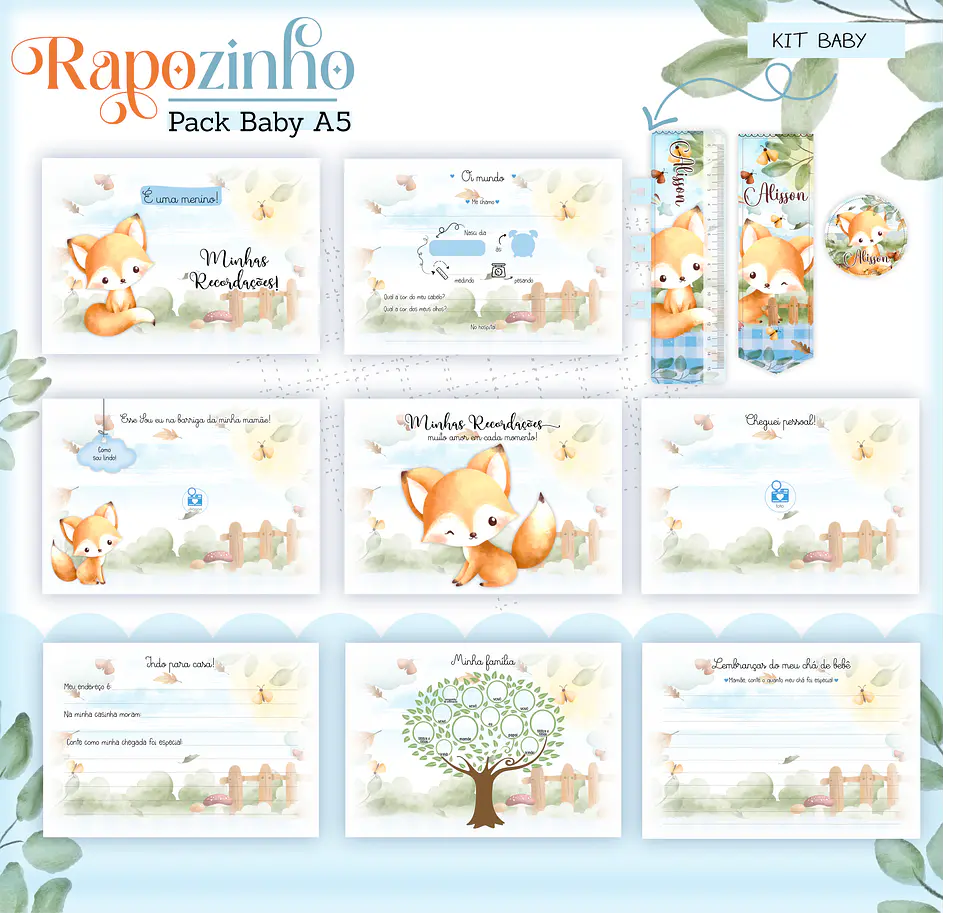 Arquivo Encadernação Baby Raposinha Menino Bosque 8