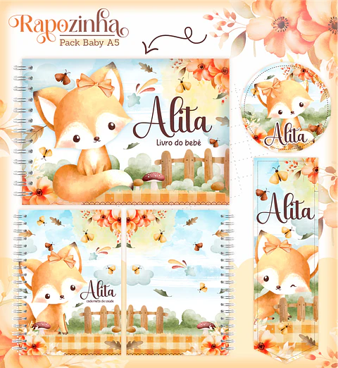 Arquivo Encadernação Baby Raposinha Menina Bosque