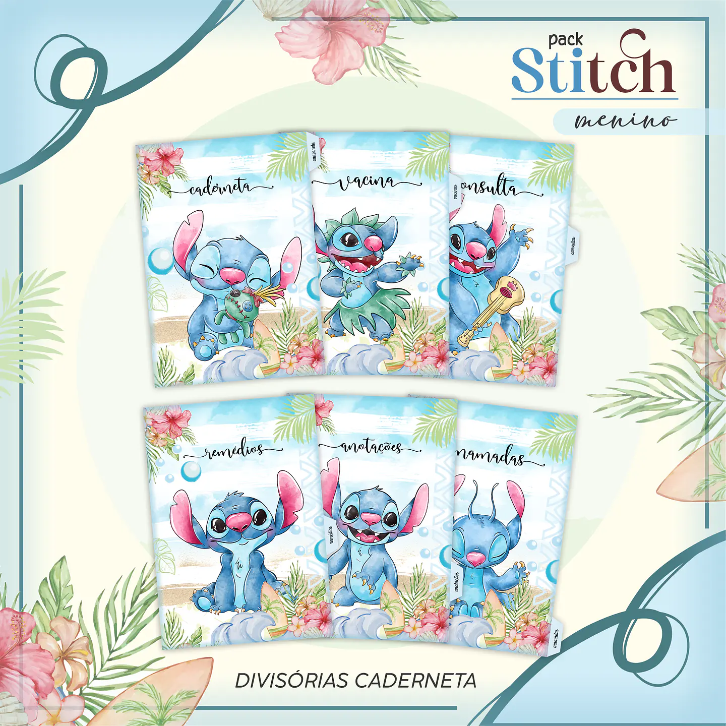 Arquivo Kit Encadernação Stitch Aquarela 3
