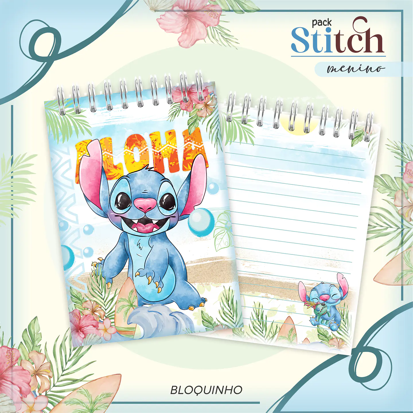 Arquivo Kit Encadernação Stitch Aquarela 4