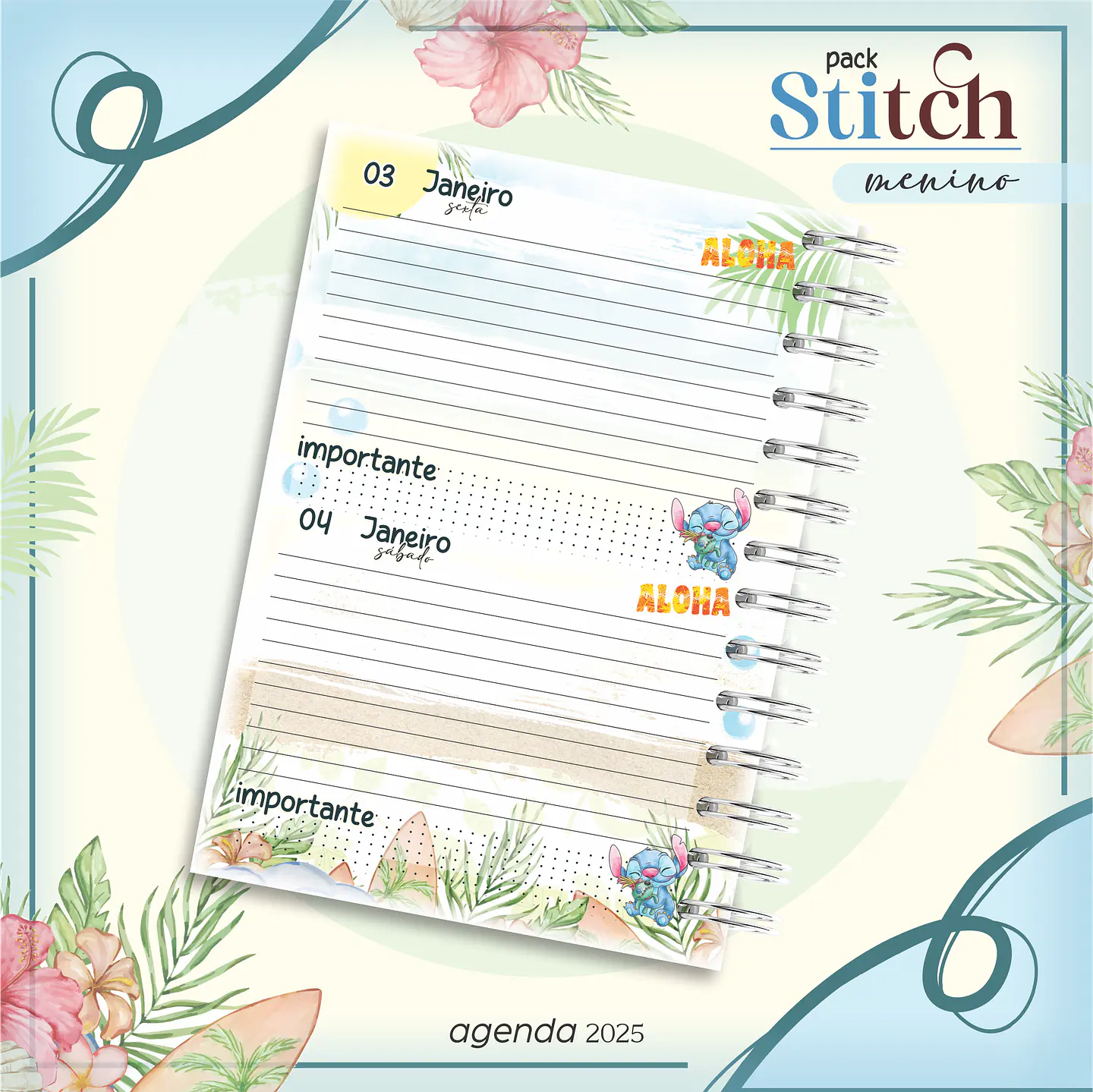 Arquivo Kit Encadernação Stitch Aquarela 5