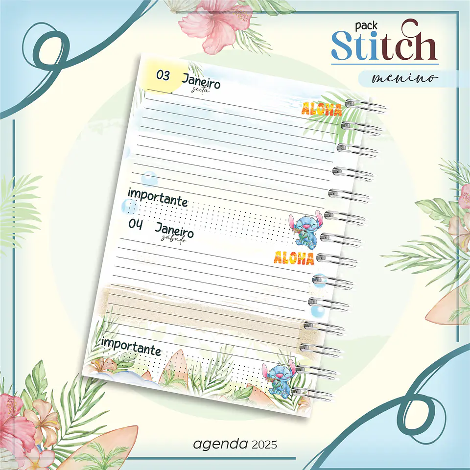 Arquivo Kit Encadernação Stitch Aquarela 5