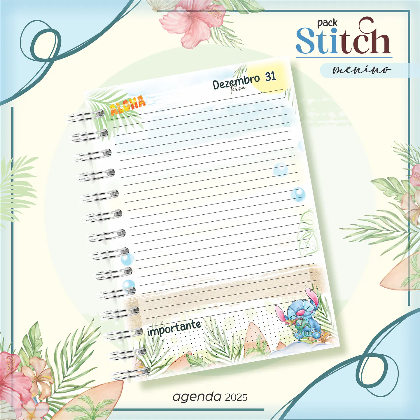 Arquivo Kit Encadernação Stitch Aquarela 6
