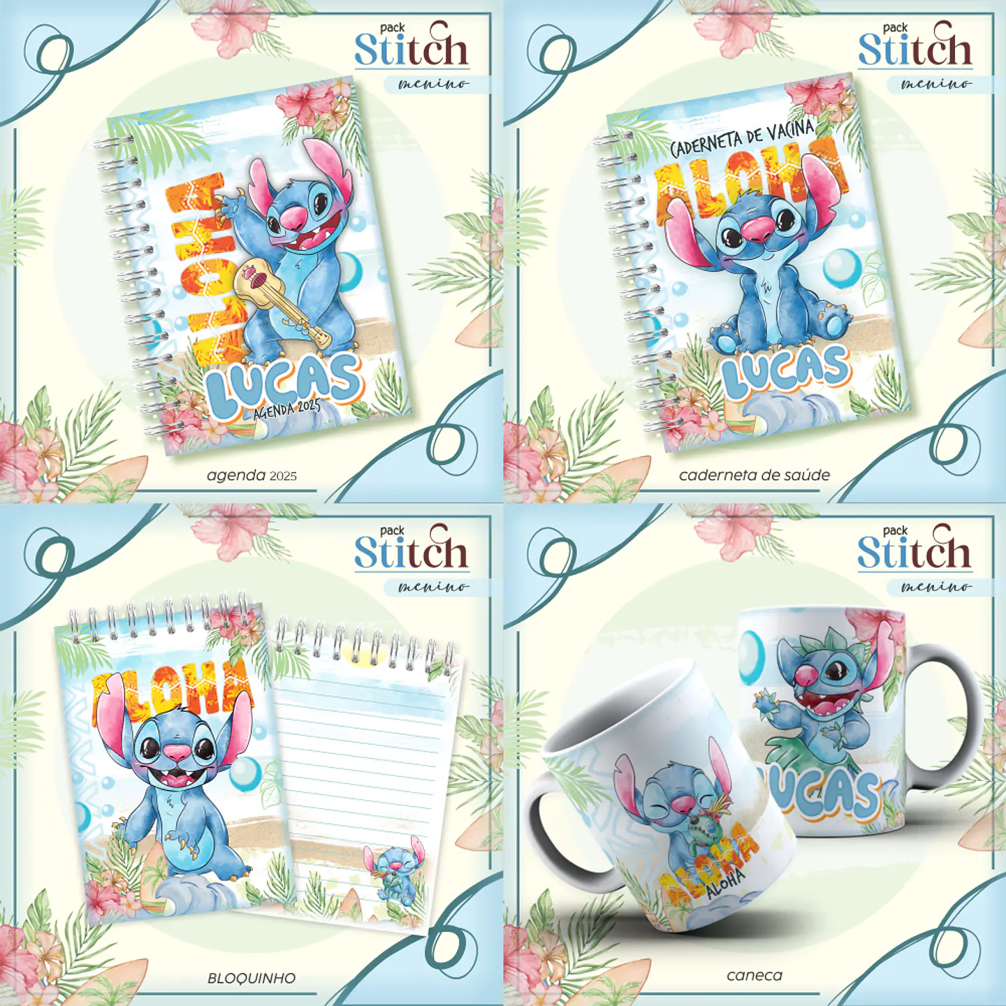 Arquivo Kit Encadernação Stitch Aquarela 1