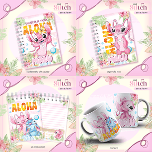 Arquivo Kit Encadernação Stitch e Angel