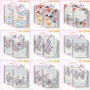 Arquivo Encadernção Combo Agendas Borboletas Candy
