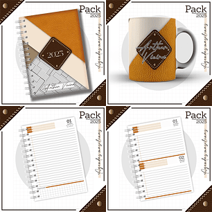 Arquivo Encadernação Agenda Masculina Couro Laranja e Marrom 2025
