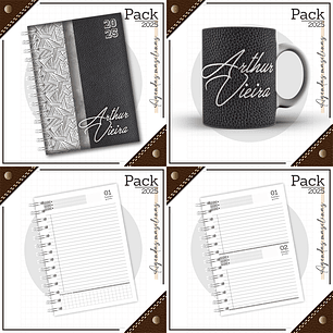 Arquivo Encadernação Agenda Masculina Couro Preto 2025