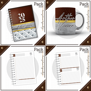 Arquivo Encadernação Agenda Masculina Couro Marrom 2025