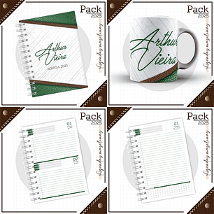 Arquivo Encadernação Agenda Masculina Couro Verde 2025