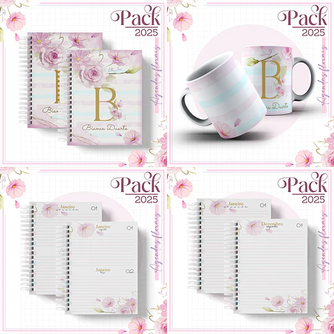 Arquivo Encadernação Agenda Floral Candy Alfabeto