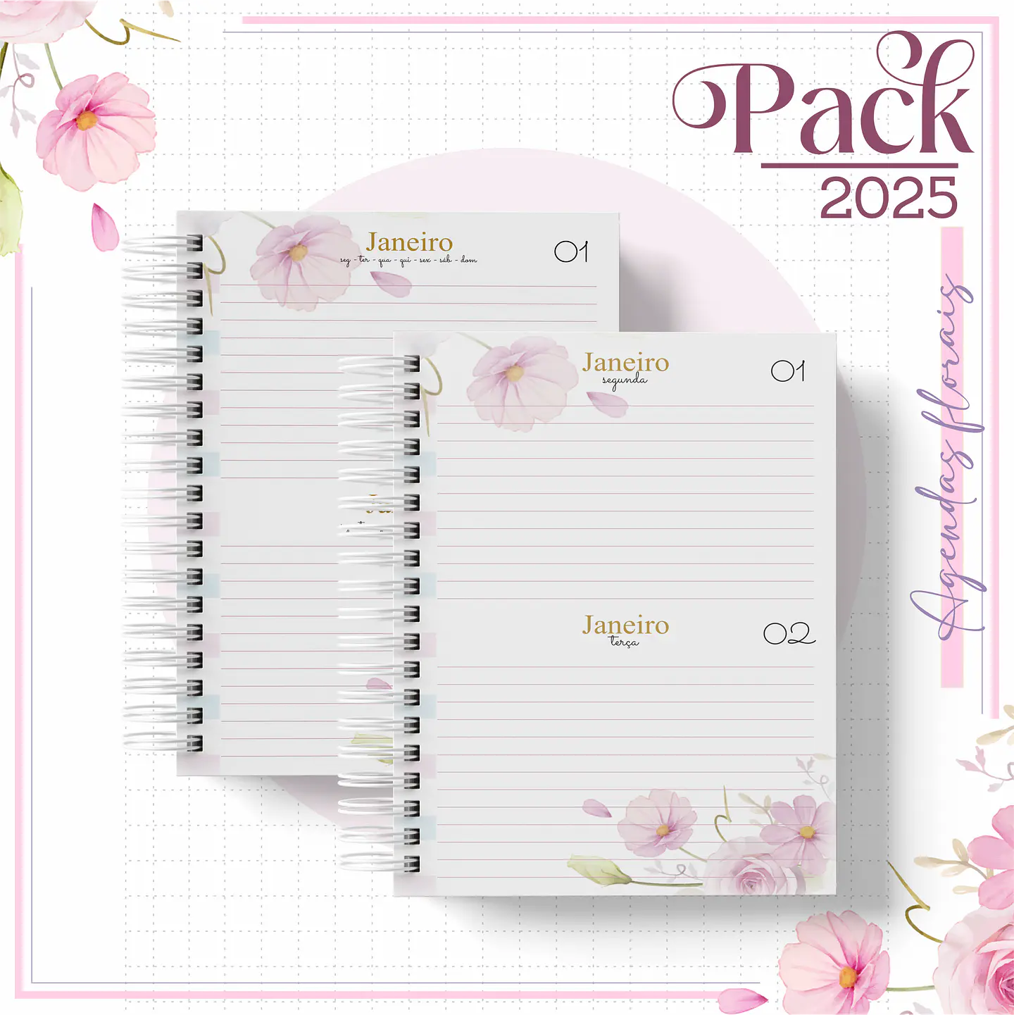 Arquivo Encadernação Agenda Floral Candy Alfabeto 5