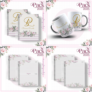 Arquivo Encadernação Agenda Floral Minimalista Alfabeto