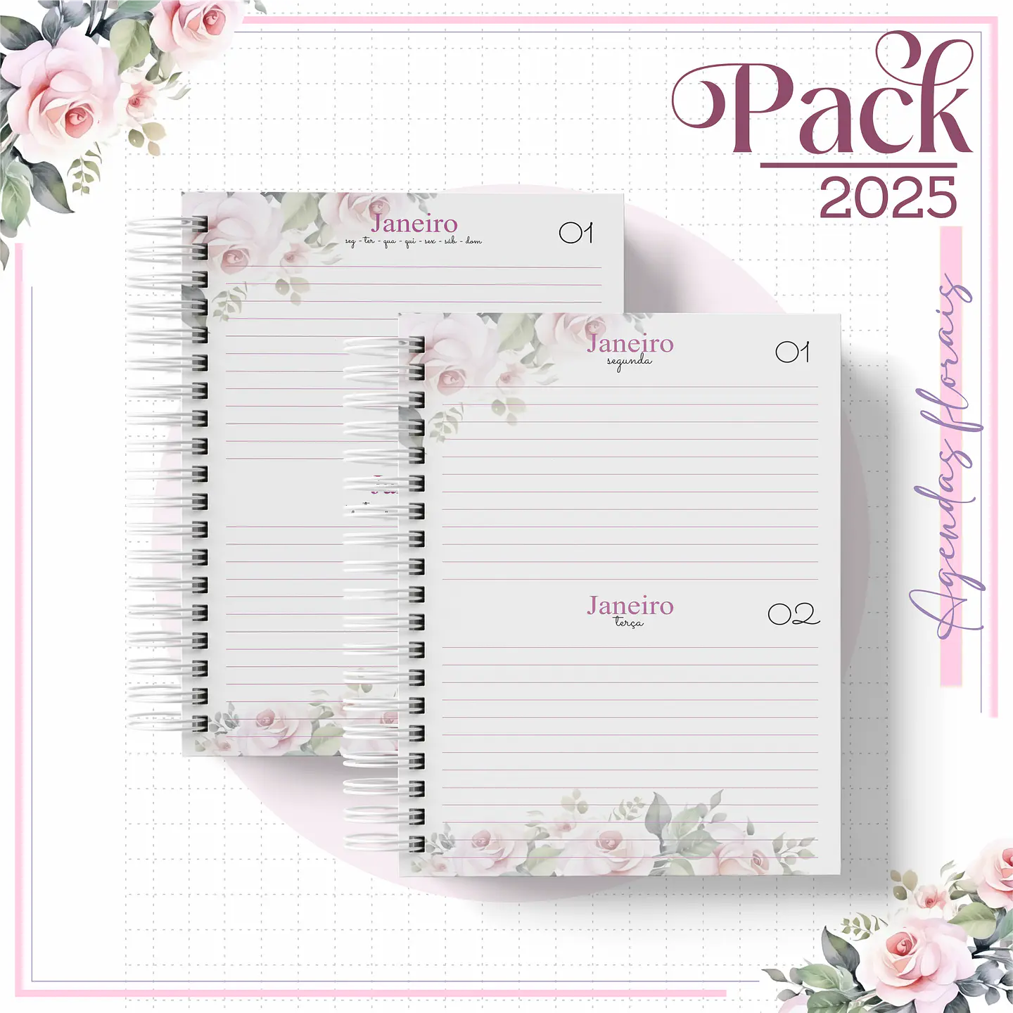 Arquivo Encadernação Agenda Floral Minimalista Alfabeto 2