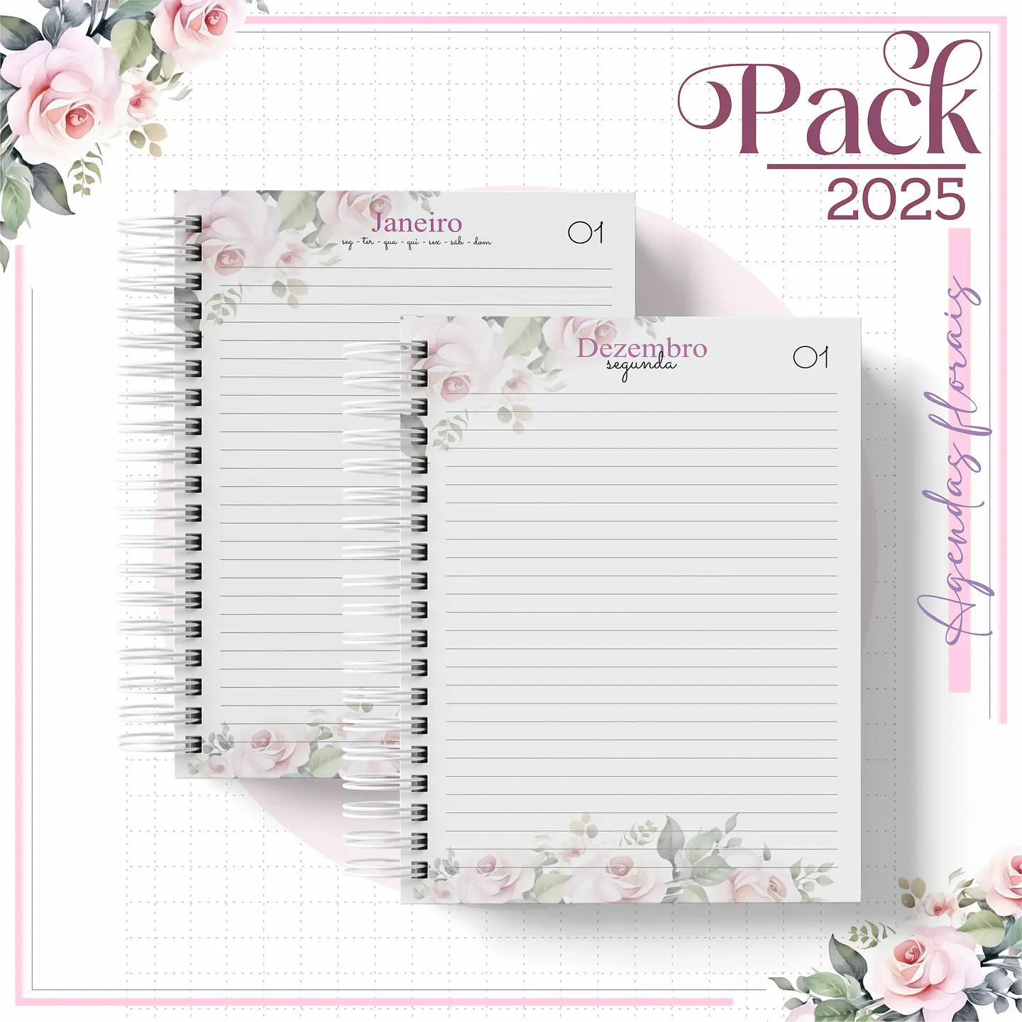 Arquivo Encadernação Agenda Floral Minimalista Alfabeto 3